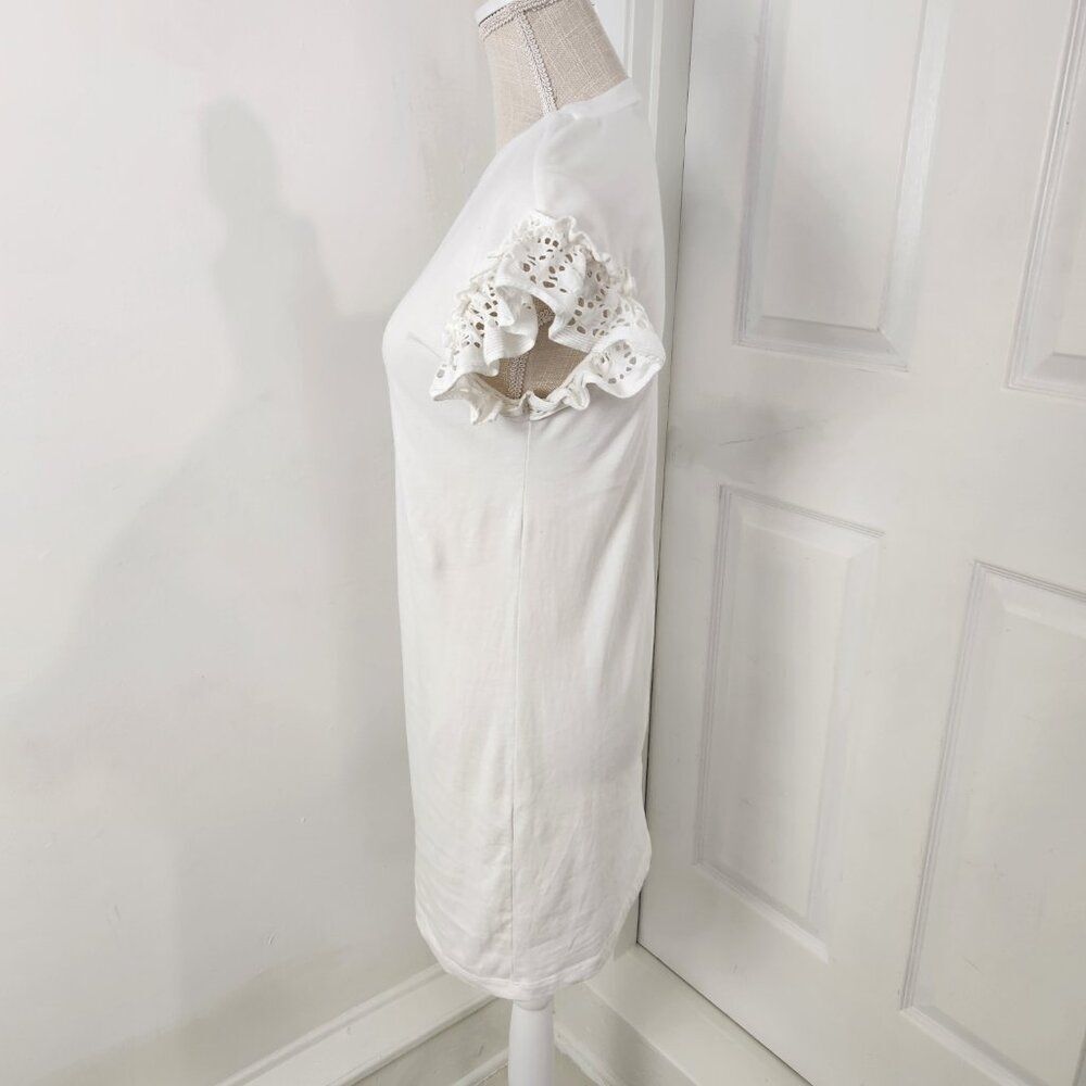 All Saints Dress Womens XS White Trixi Ruffle Eyelet Sleeves Mini Resortwear - Picture 4 of 13